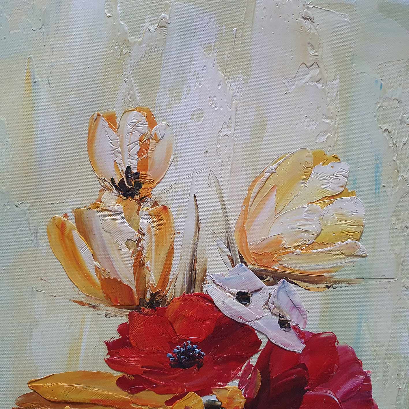 Erweiterung Blumen Diptychon Gemälde 60x50 cm [2 Stück]