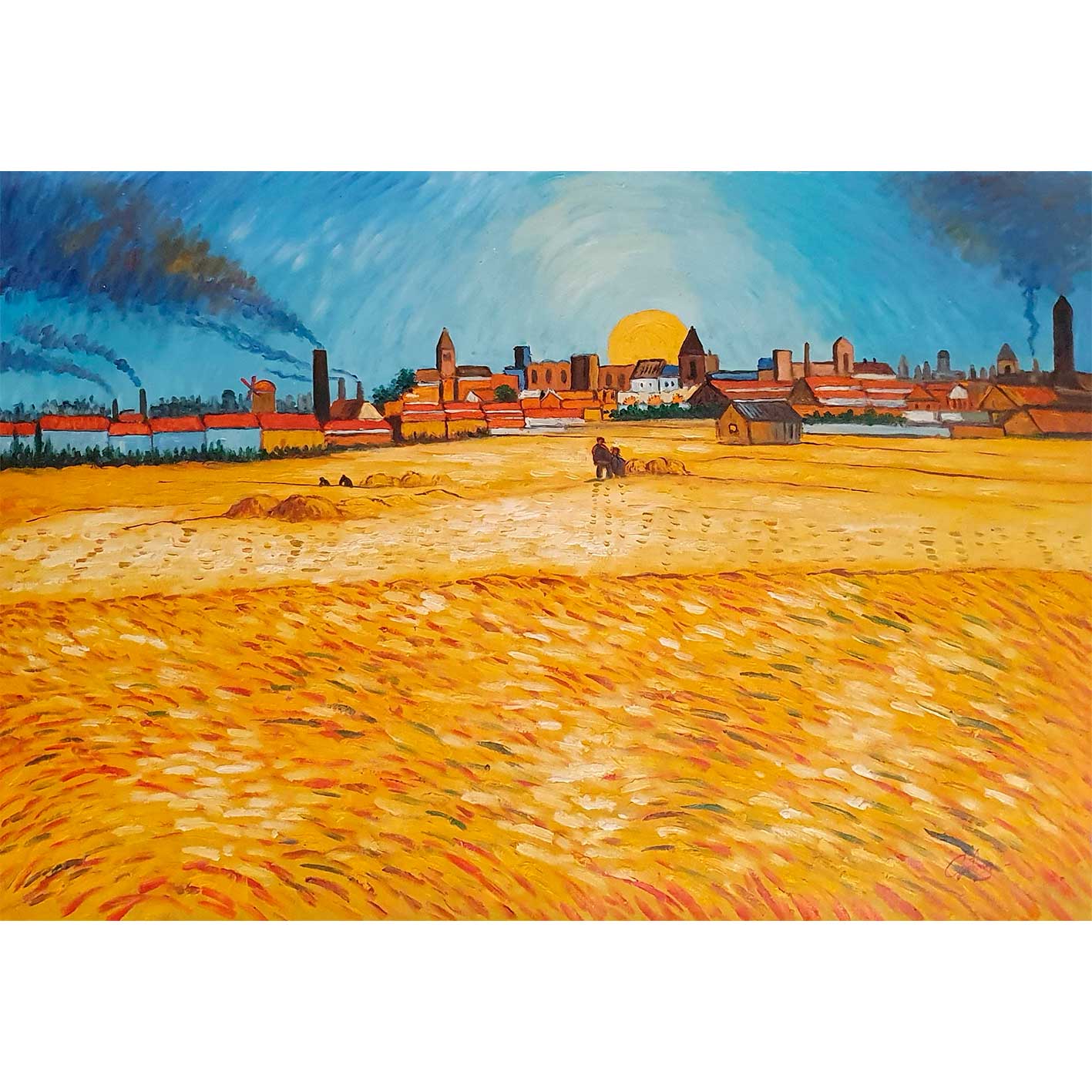 Van Gogh Gemälde Weizenfeld in der Abenddämmerung 90x60 cm