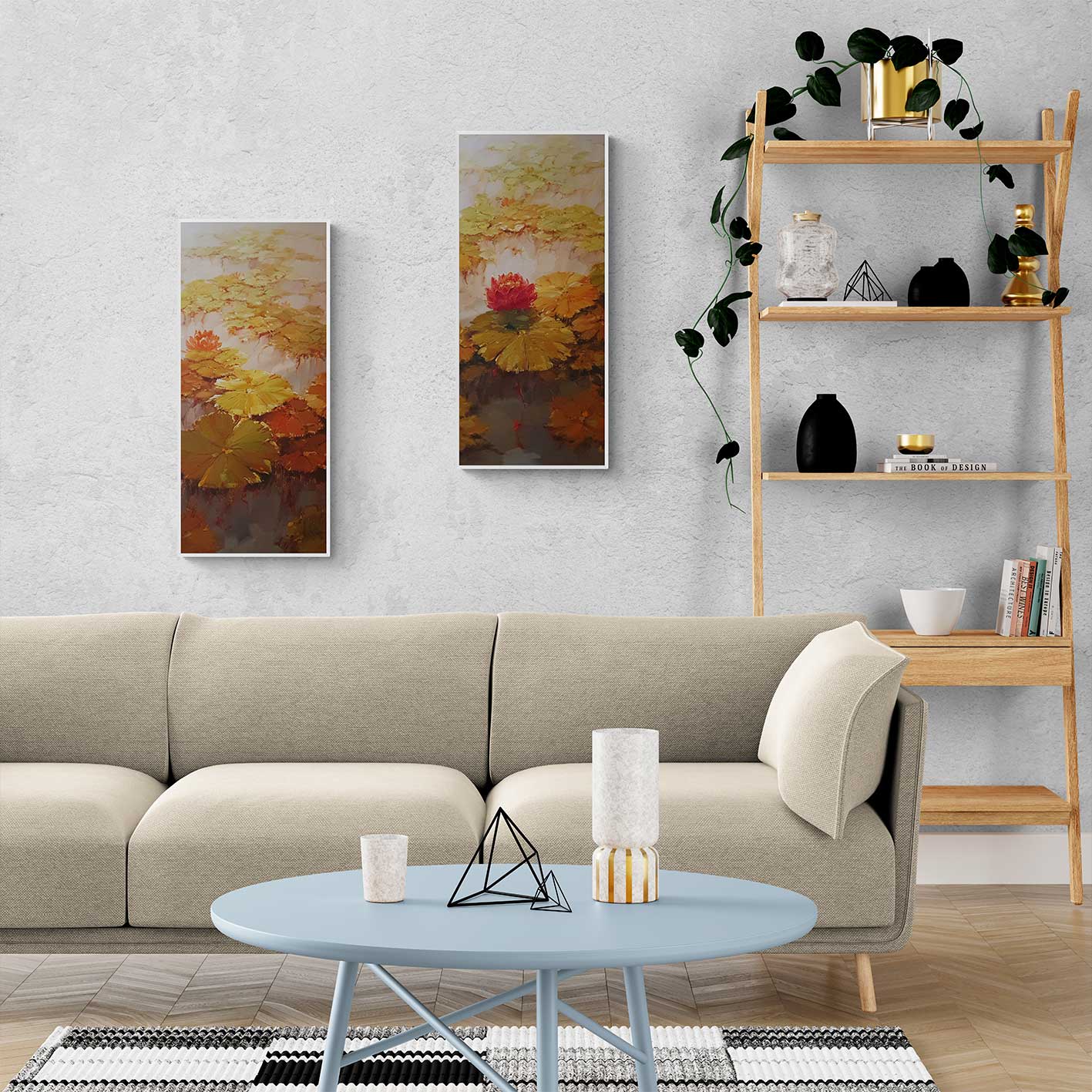 Seerosenpaar Gemälde 40x90 cm [2 Stück]