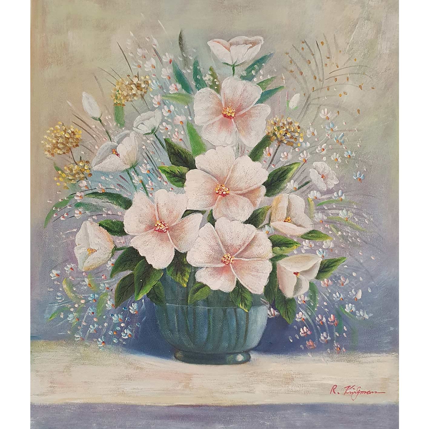 Diptychon Gemälde Helle Blumen 50x60 [2 Stück]