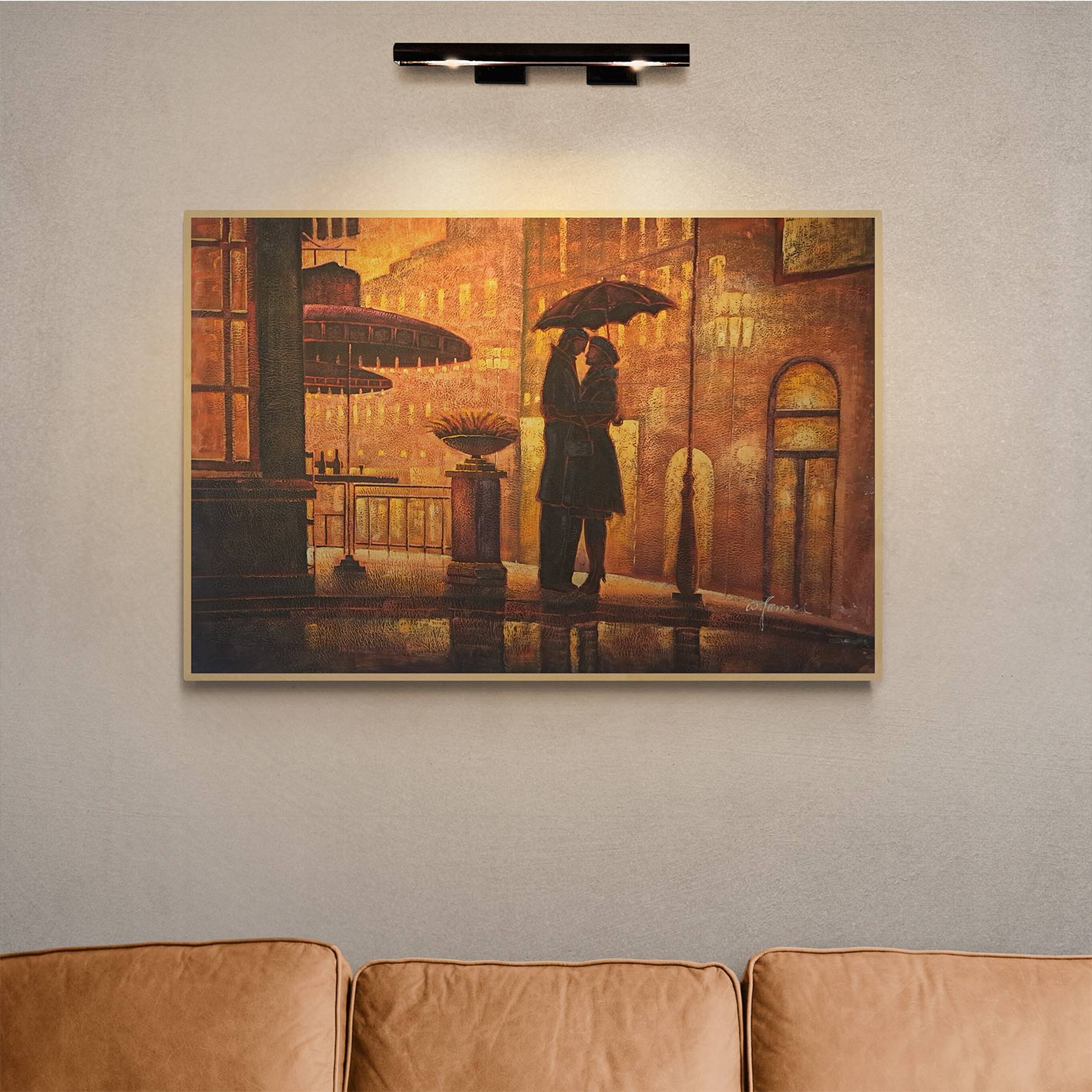 Rain Couple Painting 90x60 cm