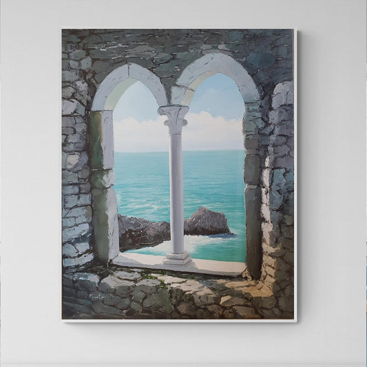 Sea and Rock Window Painting 80x100 cm