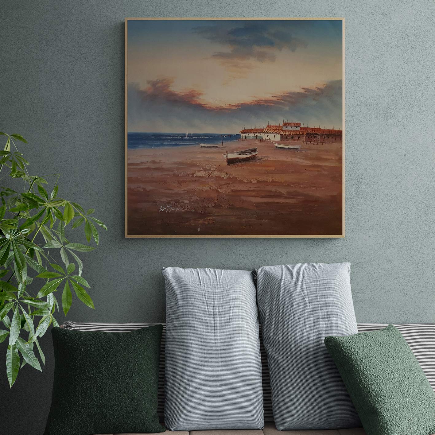 Beach Boat Painting I 80x80 cm
