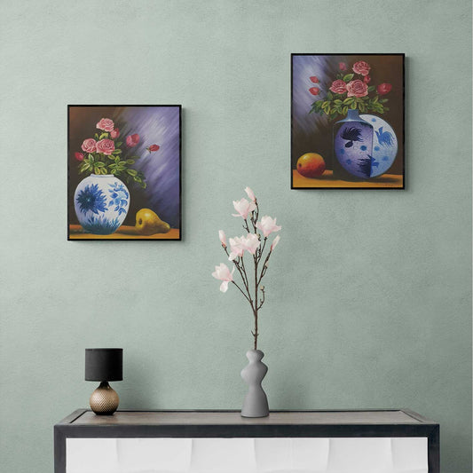 Diptych Painting Flowers Fruit 50x60 cm [2 pieces]
