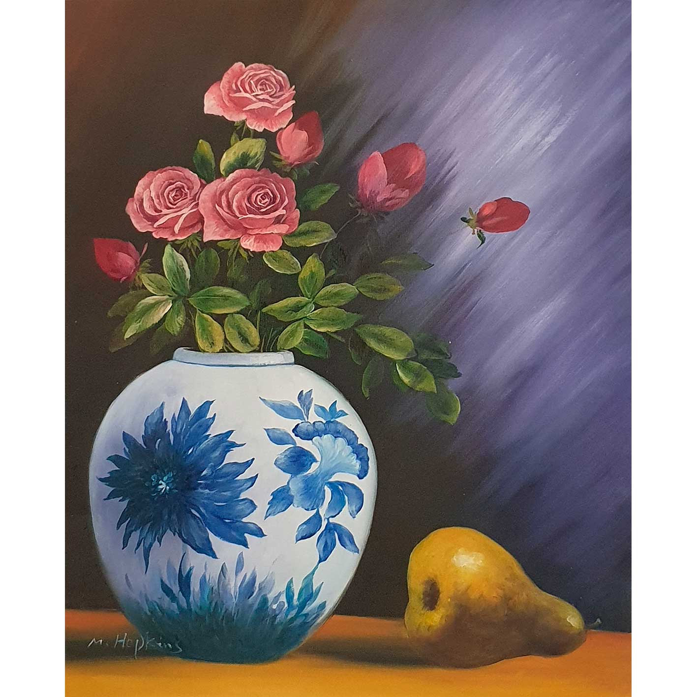 Diptychon Gemälde Blumen Obst 50x60 cm [2 Stück]