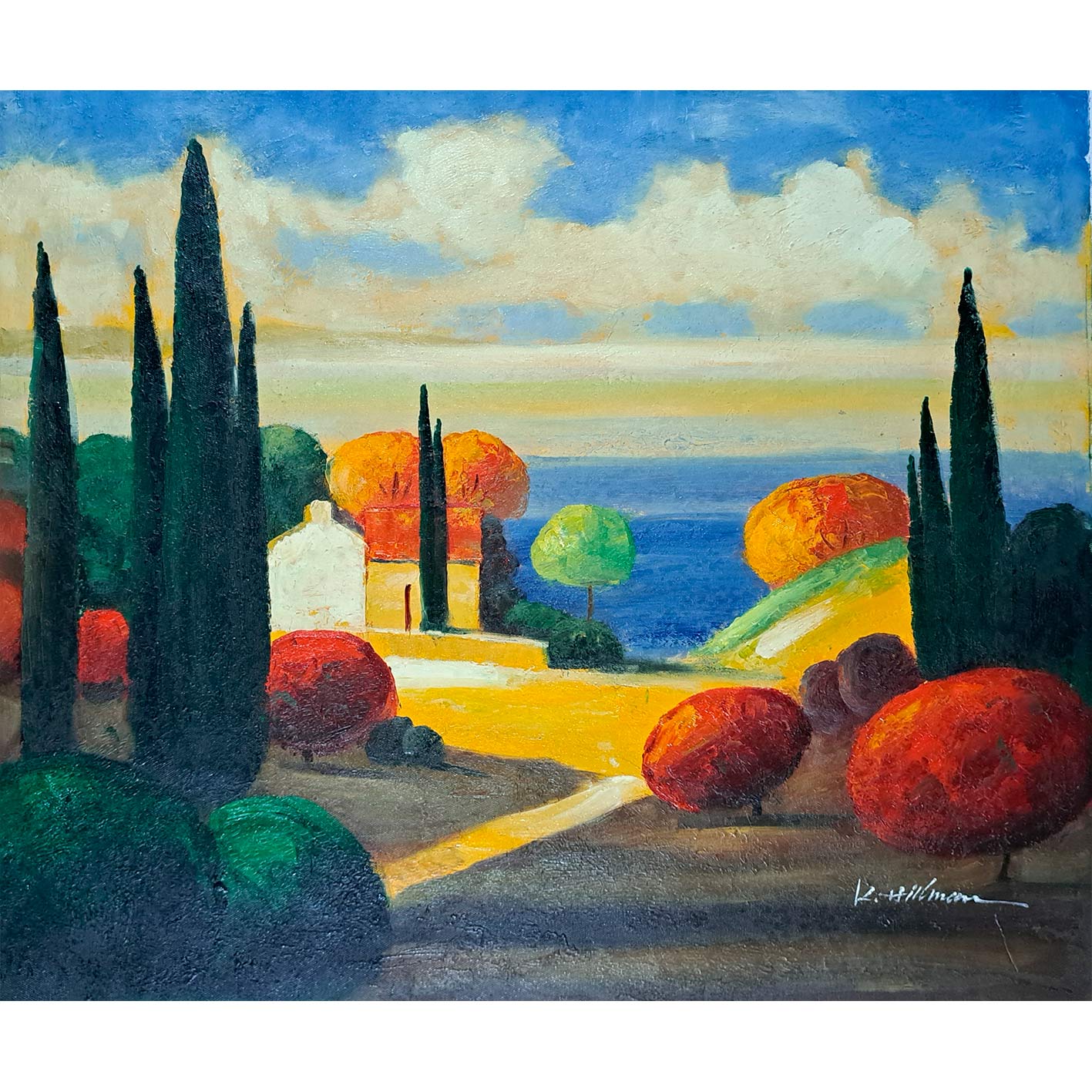 Cypress Path Diptych Painting 60x50 cm [2 pieces]