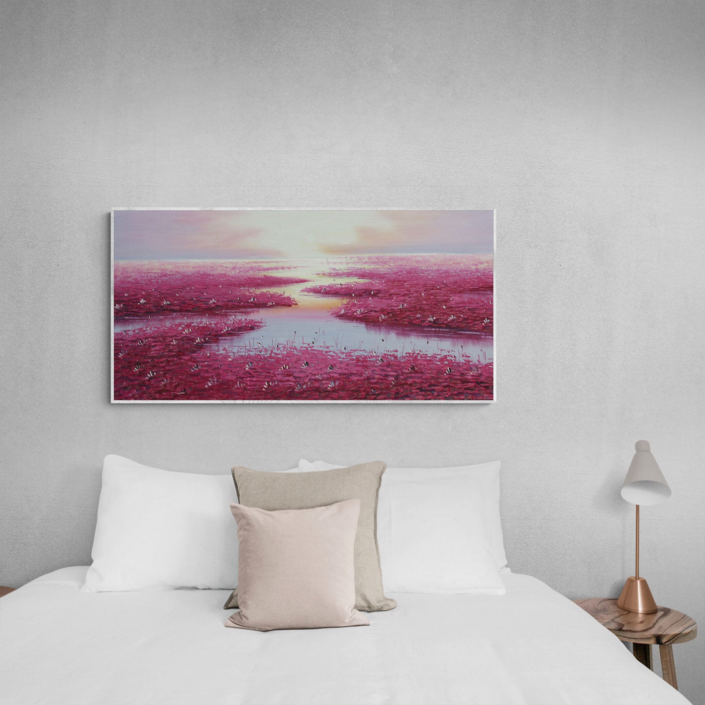 Lake Flowers Painting 120x60 cm