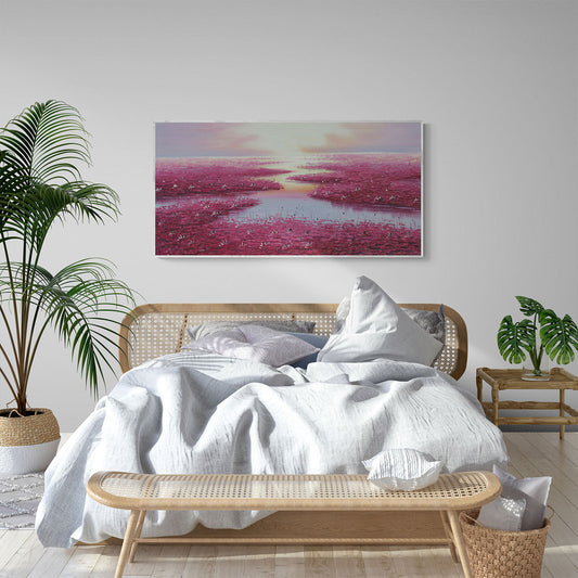 Lake Flowers Painting 120x60 cm