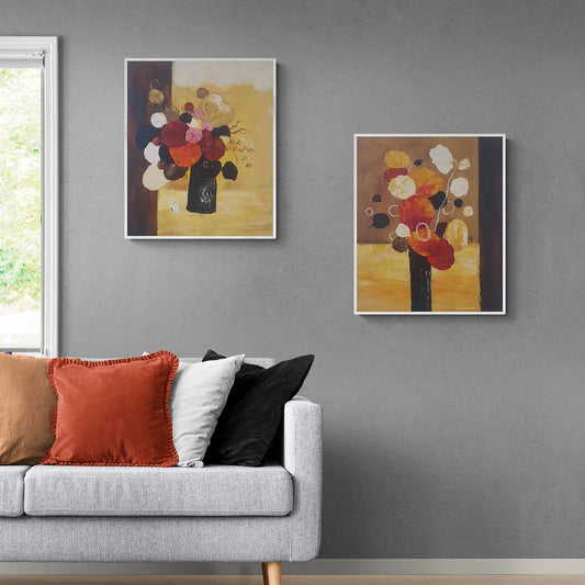 Diptych Painting Flowers Decor 50x60 cm [2 pieces]