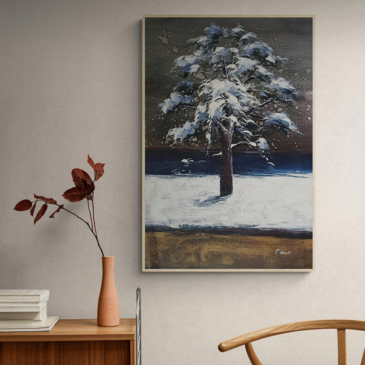 Snowy Tree Painting 60x90 cm