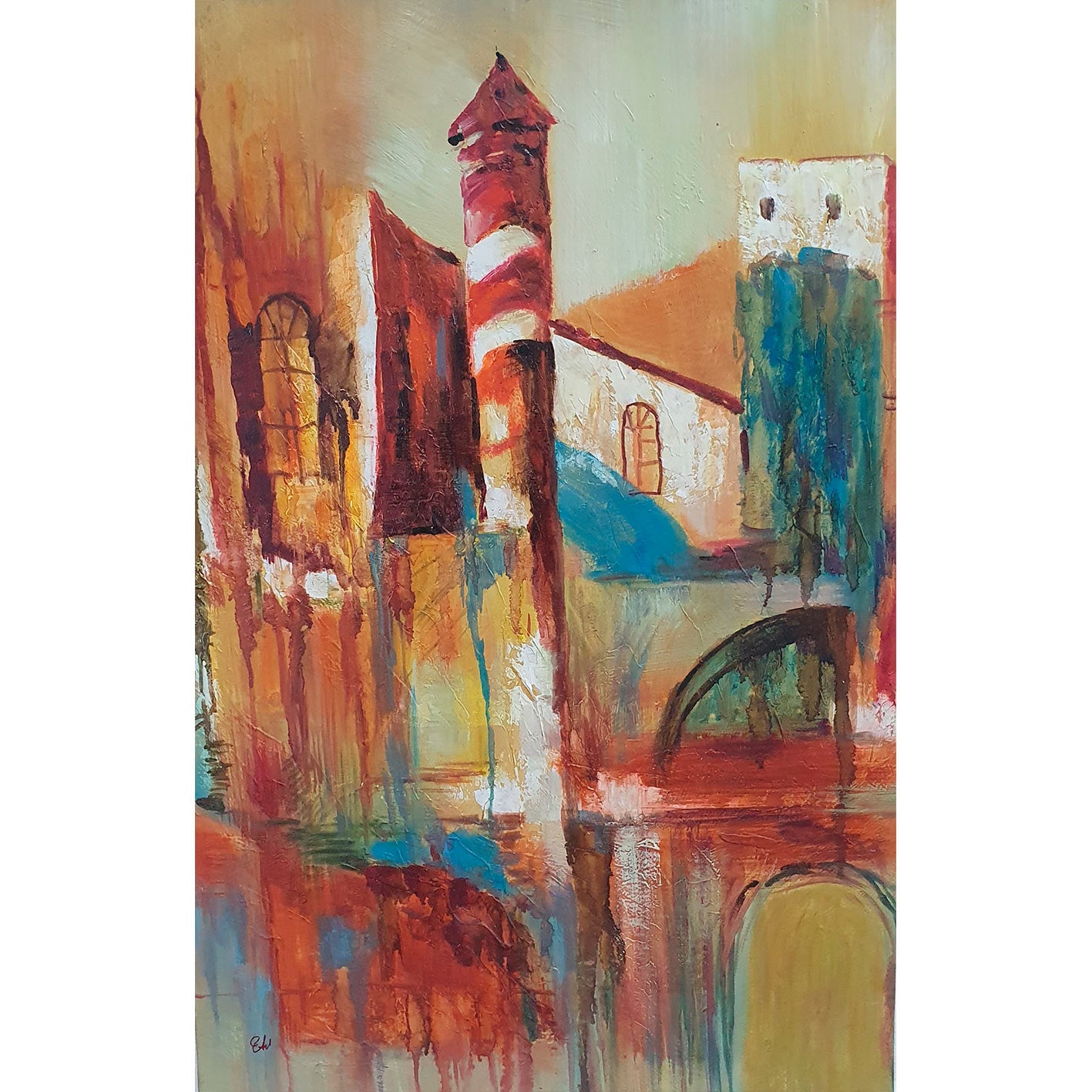 Abstraktes Stadt-Diptychon-Gemälde 90x60 cm [2 Stück]