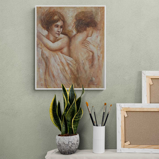 Frauen-Blätter-Malerei 50x60 cm
