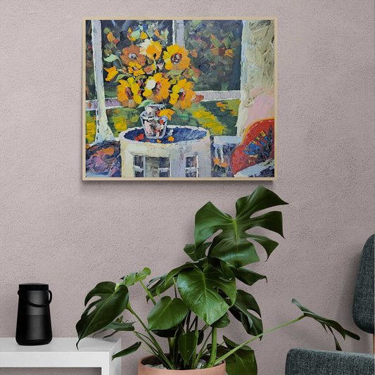 Sonnenblumenvasengemälde 60x50 cm