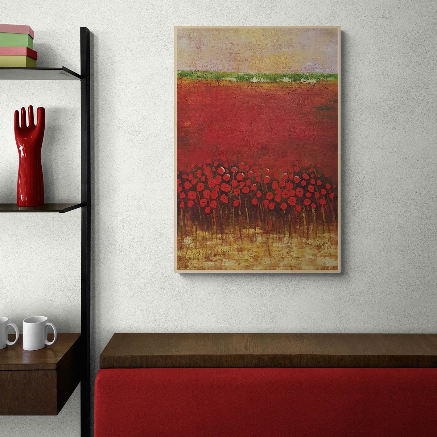 Abstract Poppies Field Painting 60x90 cm
