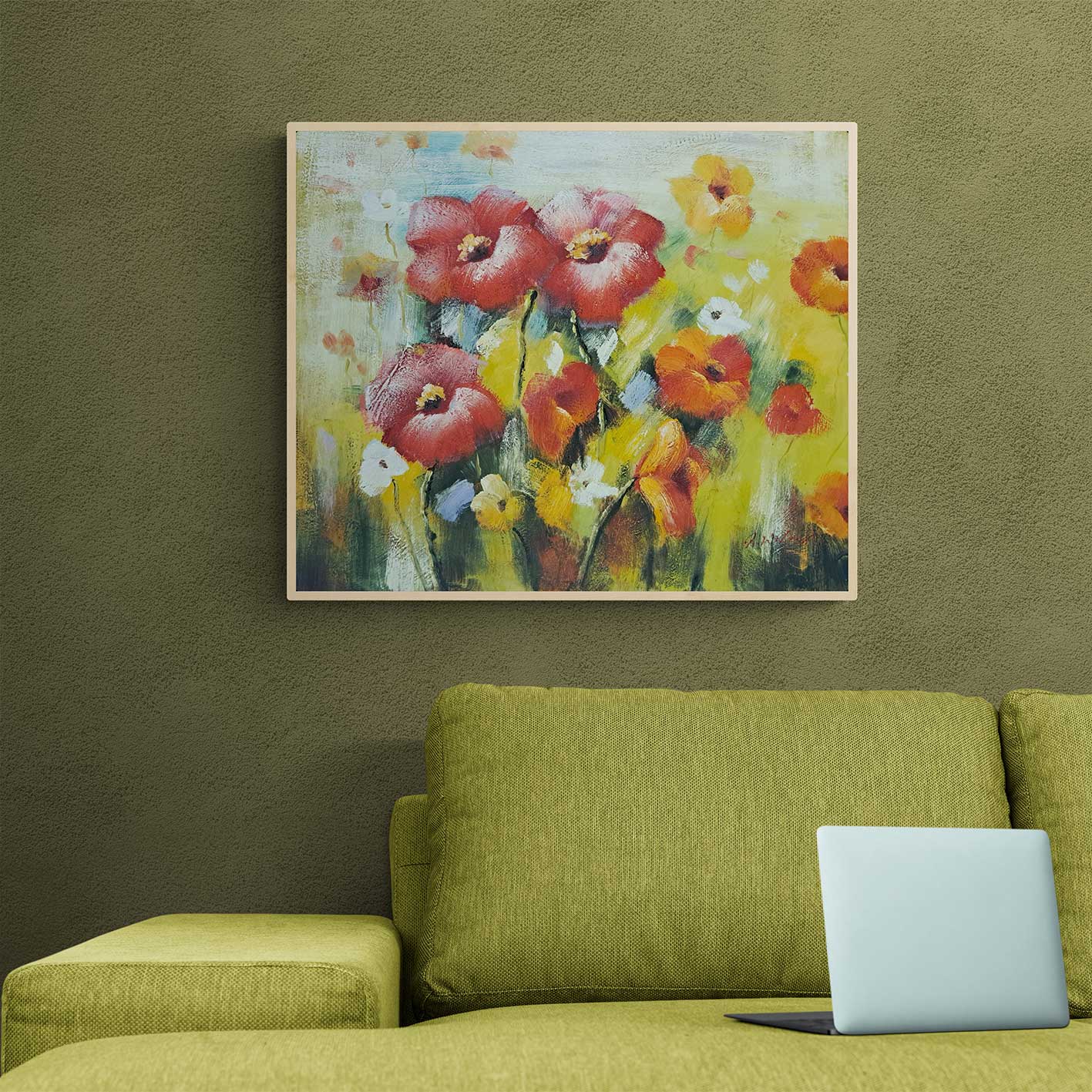 Poppy Fields Painting 60x50 cm