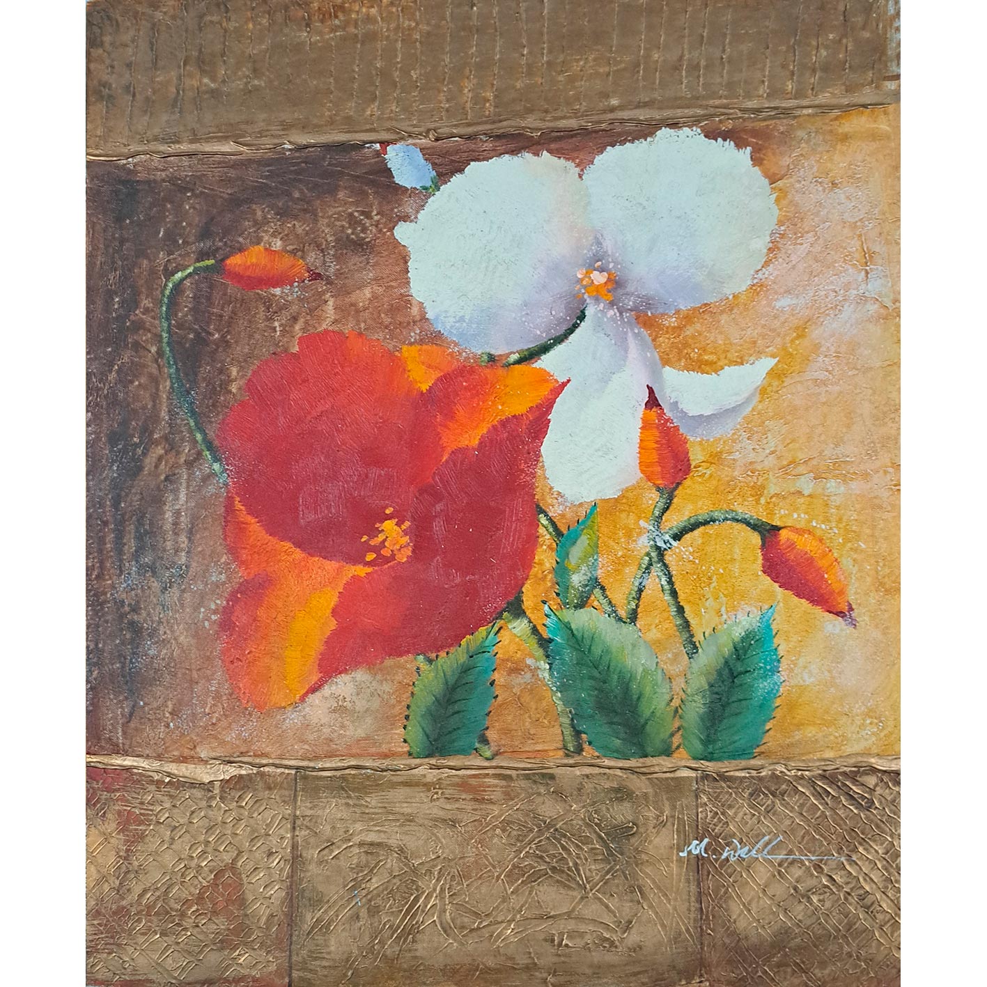 Colored Poppies Diptych Painting 50x60 cm [2 pieces]