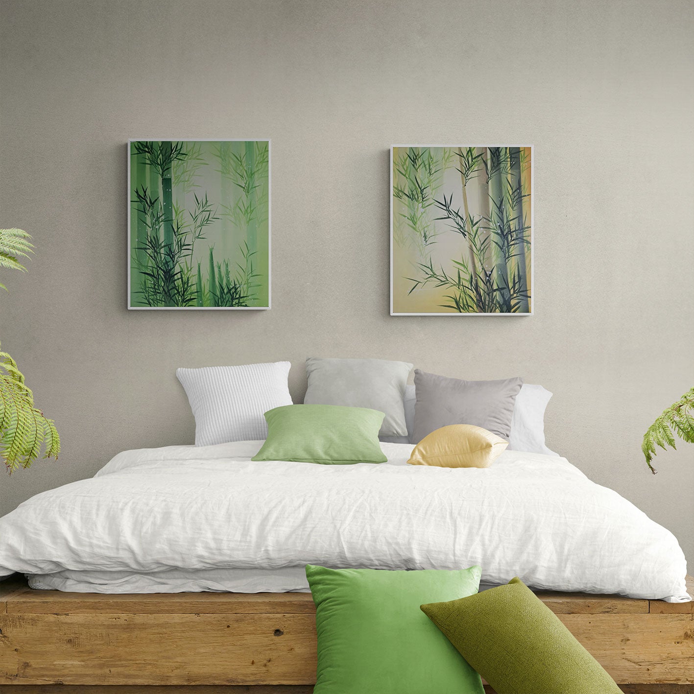 Bambus Diptychon Gemälde 50x60 cm [2 Stück]