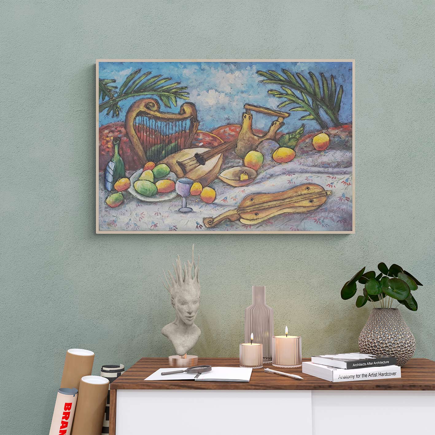 Fruit Harp Painting 90x60 cm