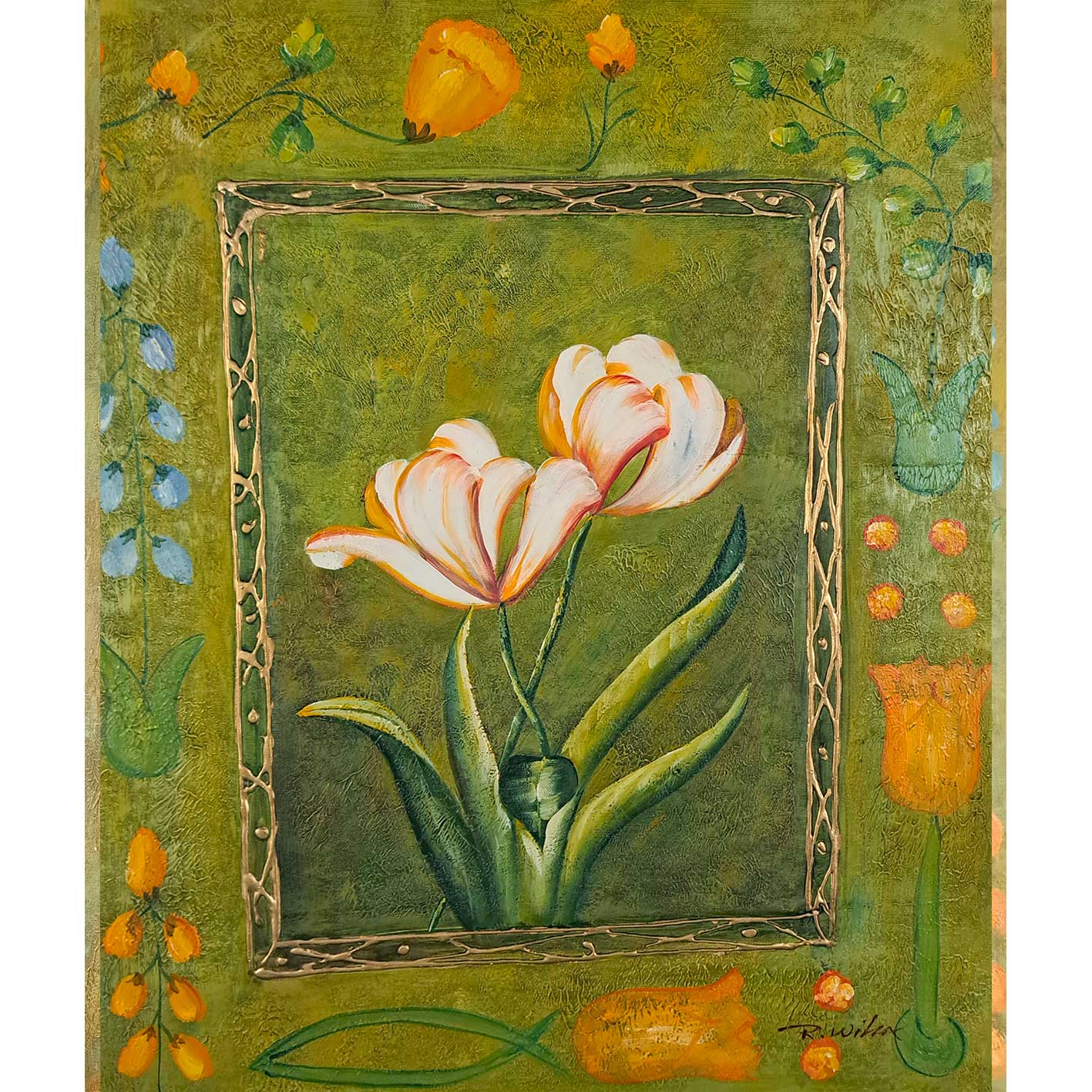 Two Flowers Diptych Painting 50x60 cm [2 pieces]