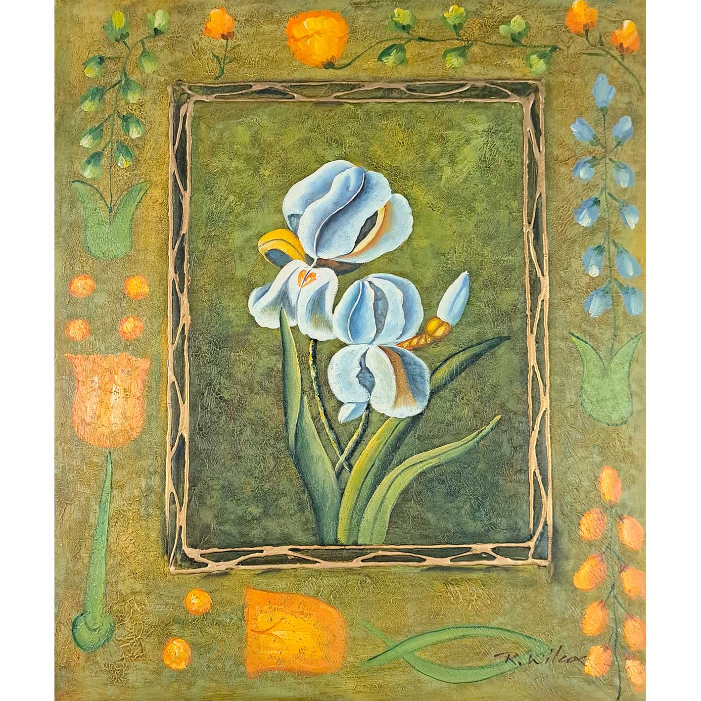 Zwei Blumen Diptychon Gemälde 50x60 cm [2 Stück]