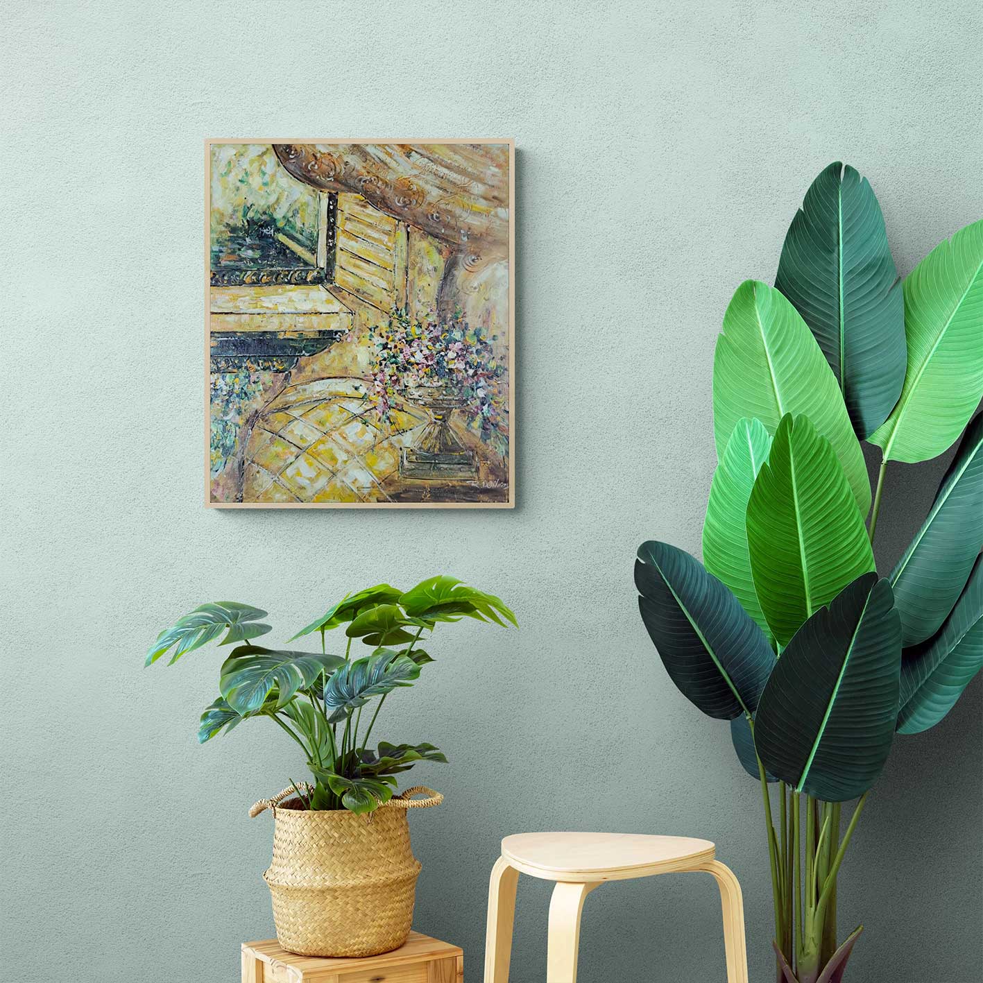 Flowers Windows Painting 50x60 cm