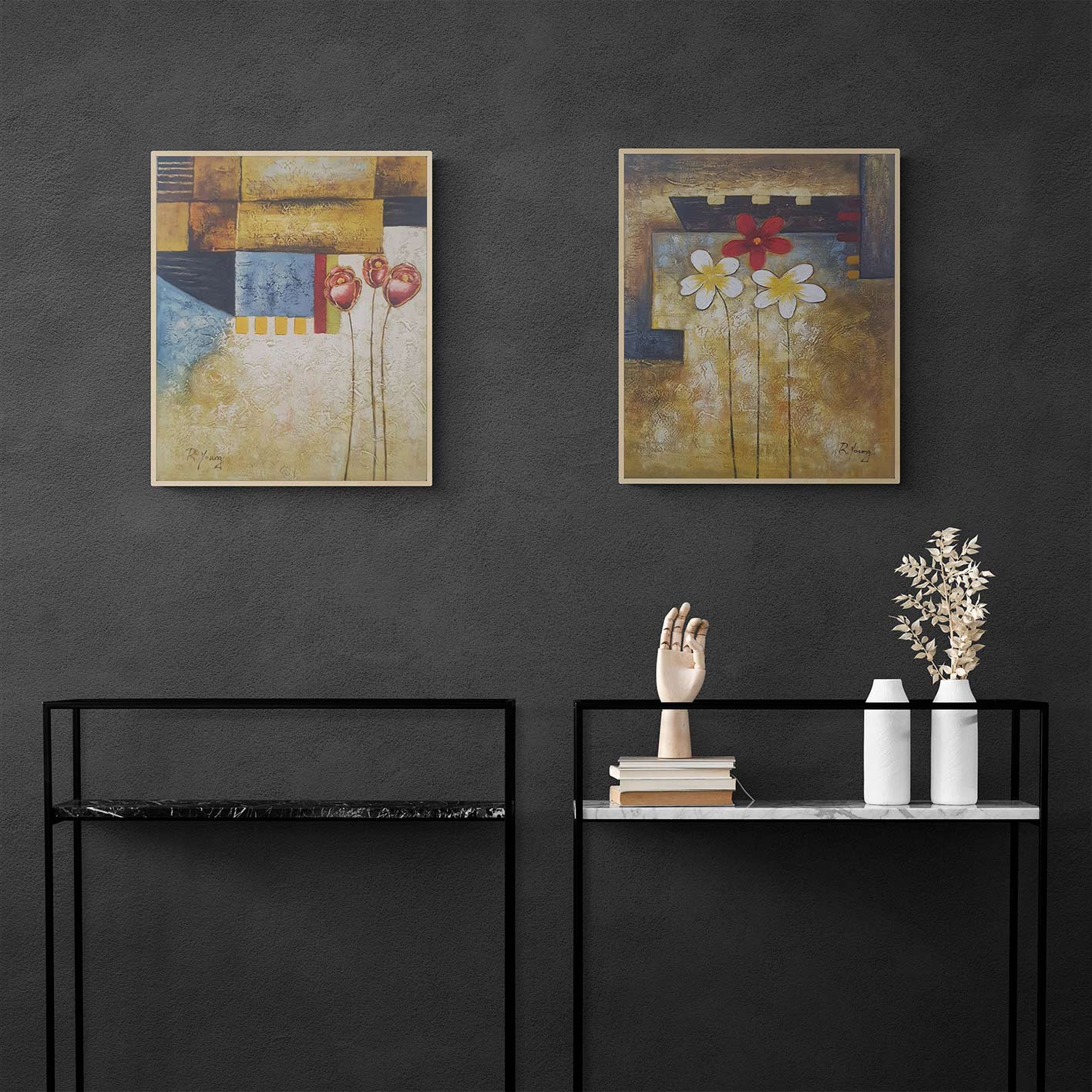Diptych Painting Little Flowers 50x60 cm [2 pieces]