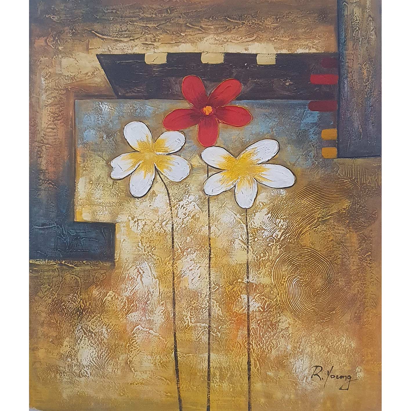 Diptychon Gemälde Kleine Blumen 50x60 cm [2 Stück]