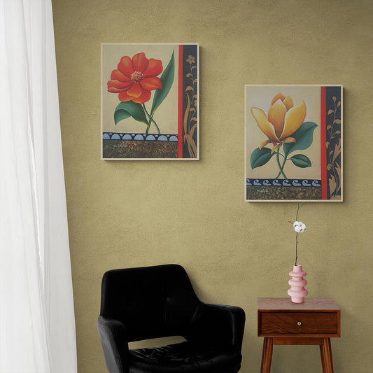 Flowery Diptych Painting 50x60 cm [2 pieces]