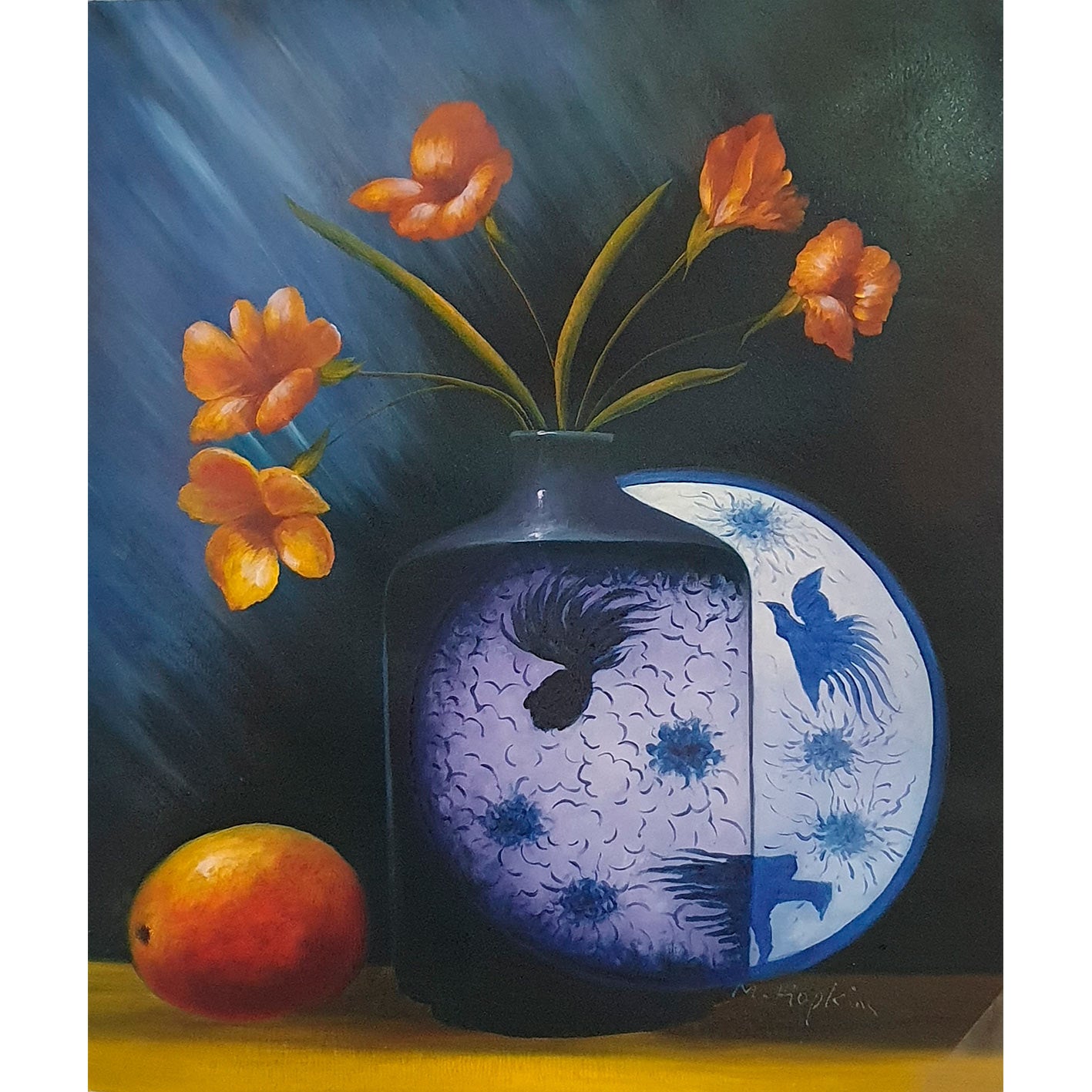 Diptychon Gemälde Blumen Obst 50x60 [2 Stück]
