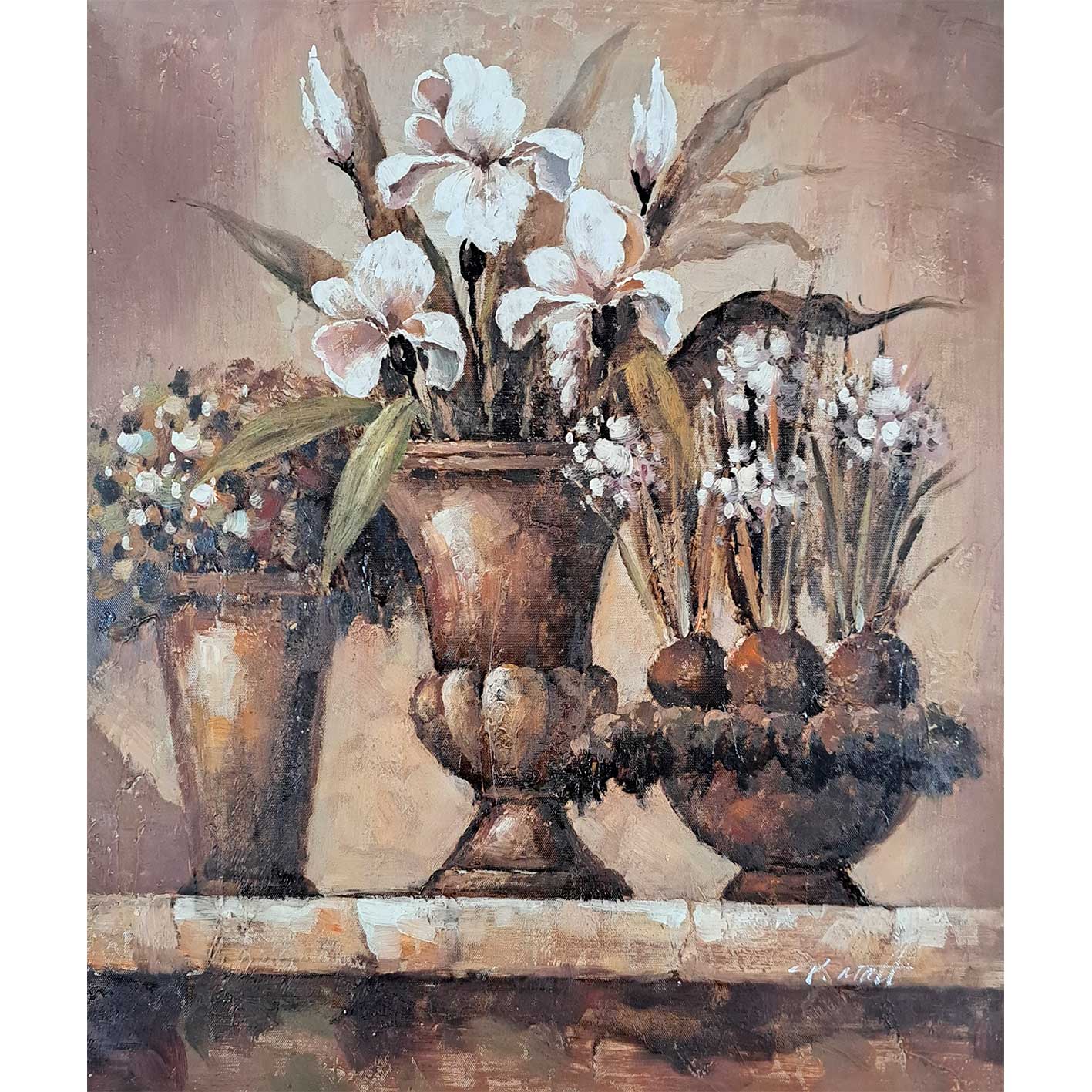 White Flowers Painting 50x60 cm