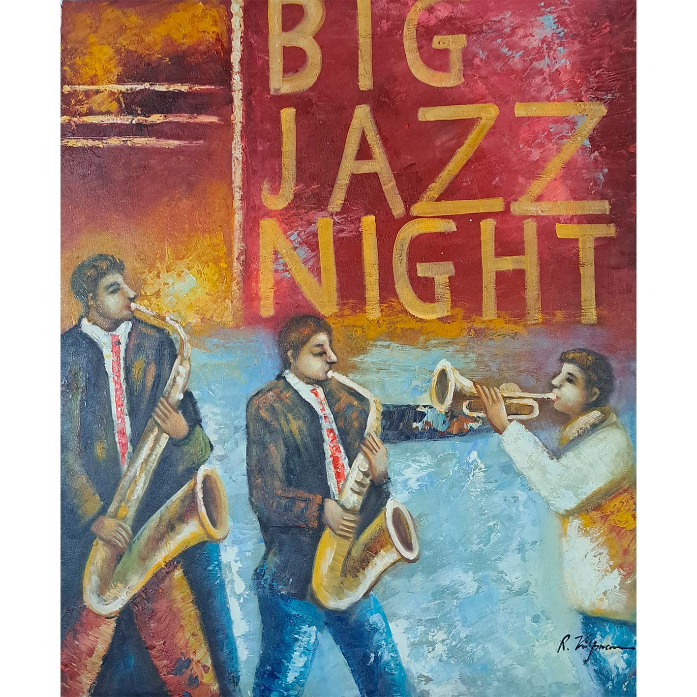 Musical Jazz Diptychon Gemälde 50X60 cm [2 Stück]
