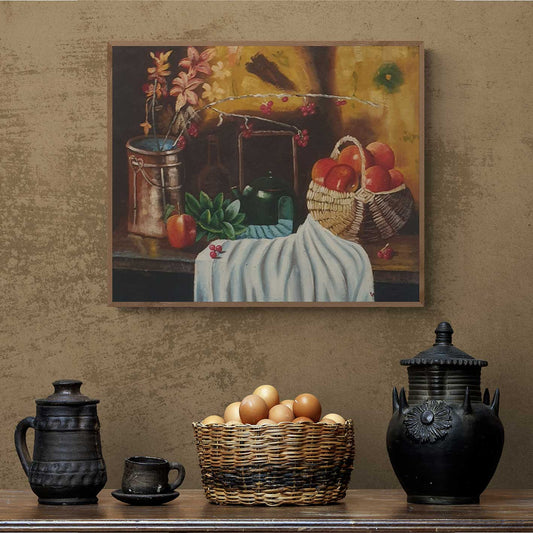 Basket Still Life Painting 60x50 cm
