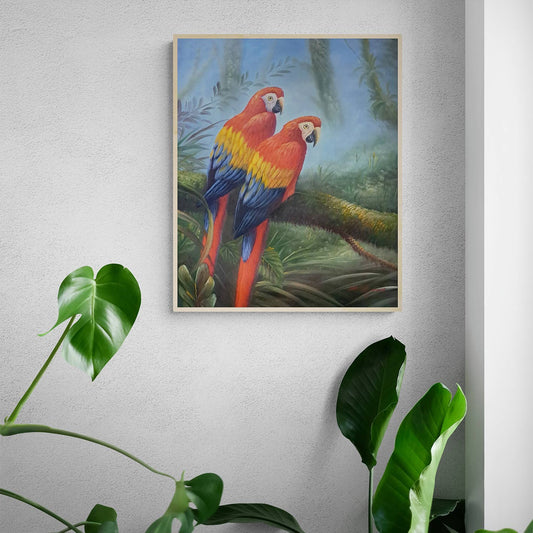 Gemälde Rote Papageien 50x60 cm