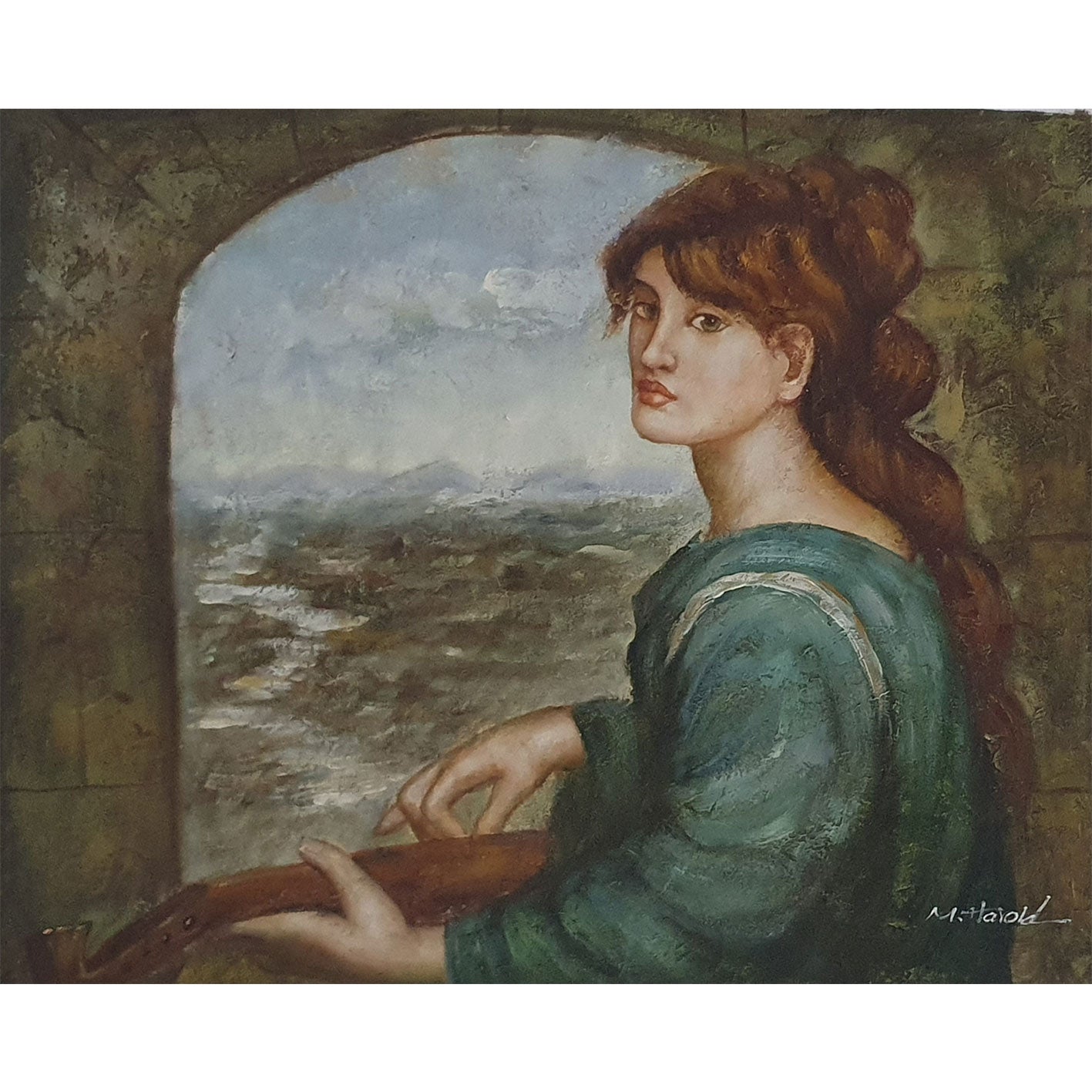 Woman Window Painting 60x50 cm