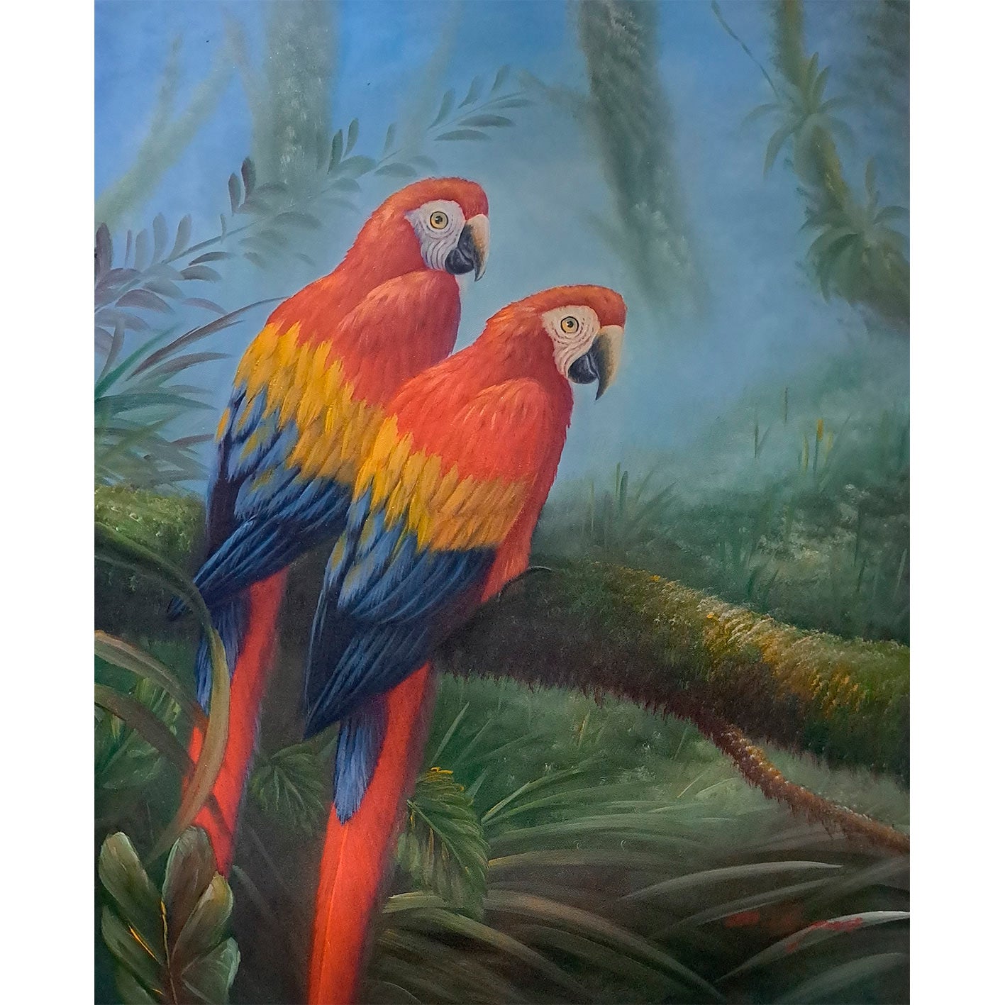 Red Parrots Painting 50x60 cm