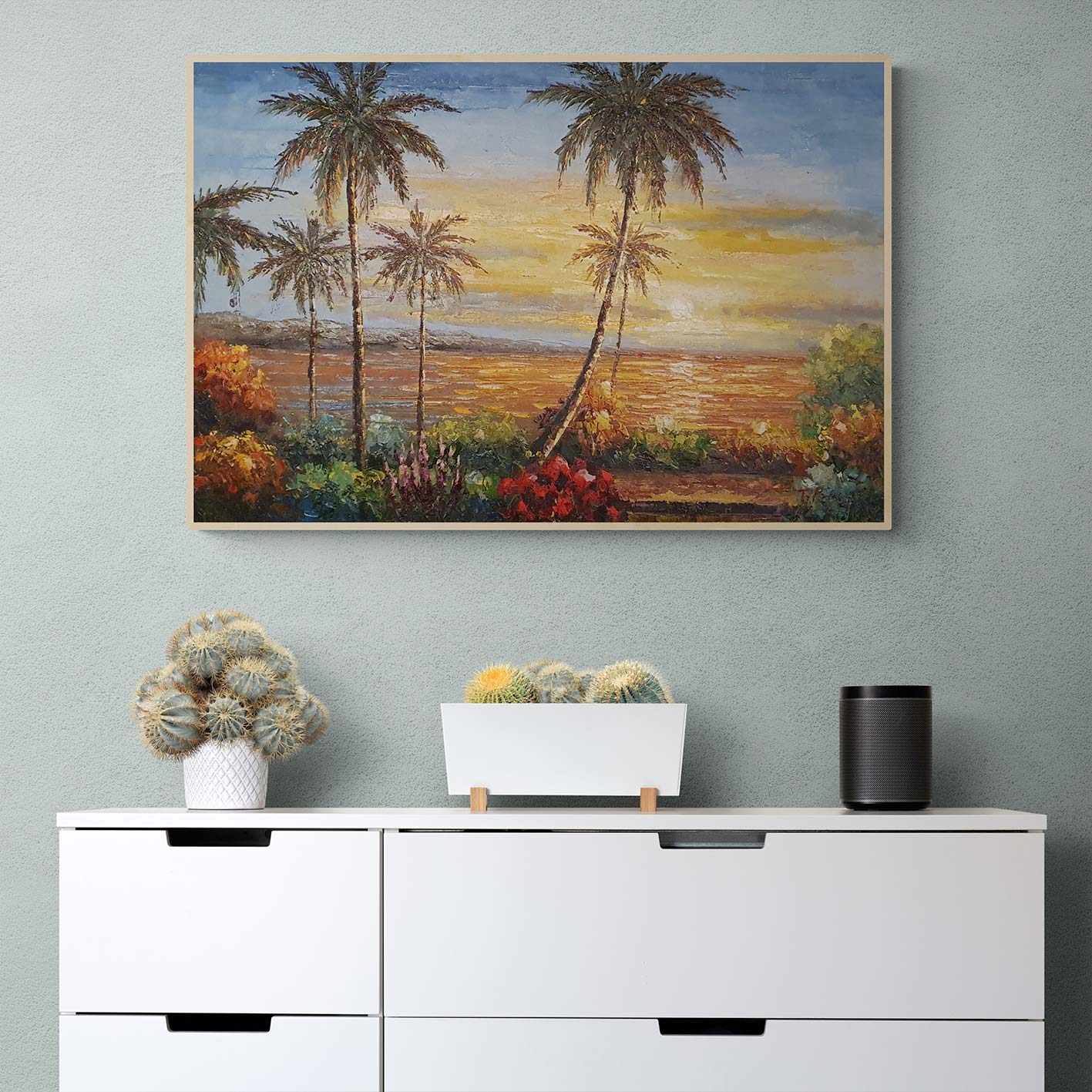 Palm Trees Sunset Painting 90x60 cm