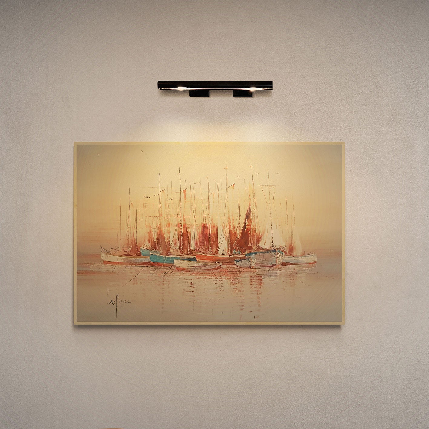 Spachtel Boote Malerei 90x60 cm
