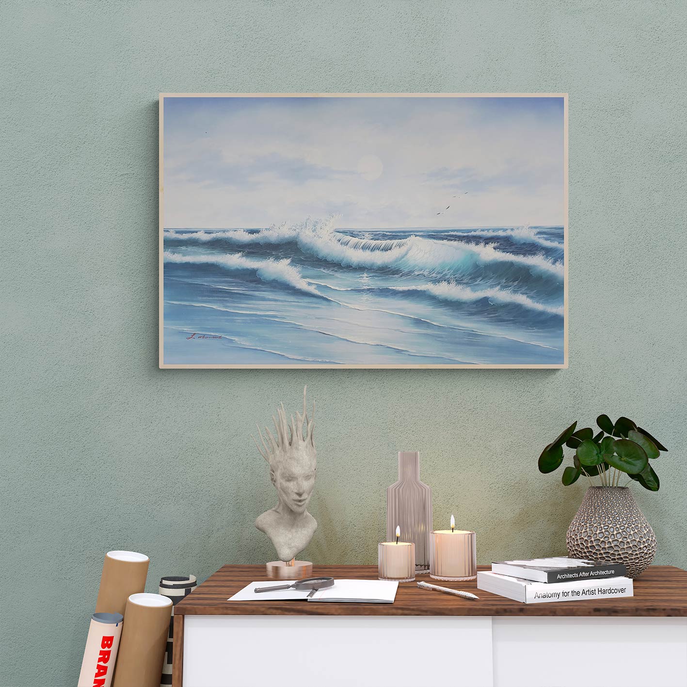 Rough Sea Painting 90x60 cm