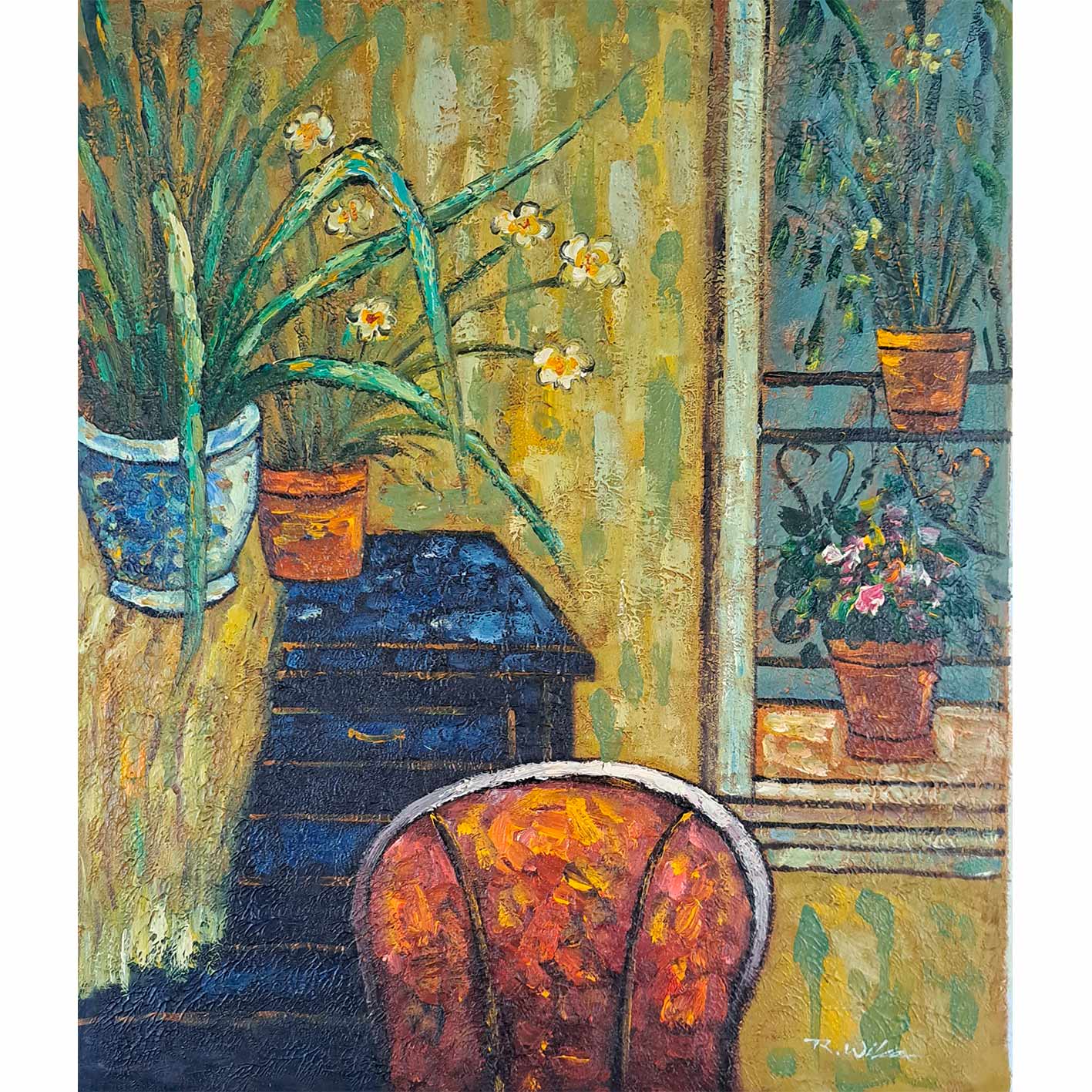 Stairs Flower Pots Picture 50x60 cm