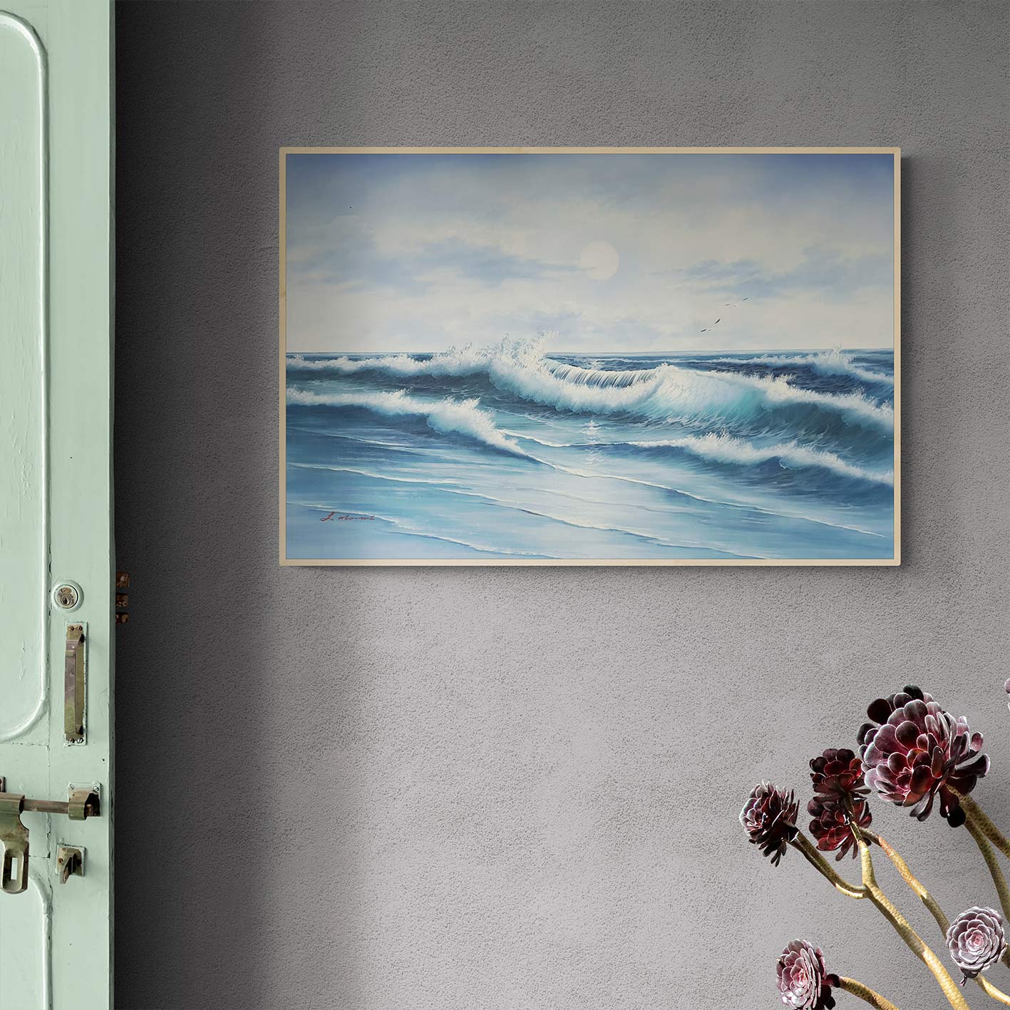 Rough Sea Painting 90x60 cm