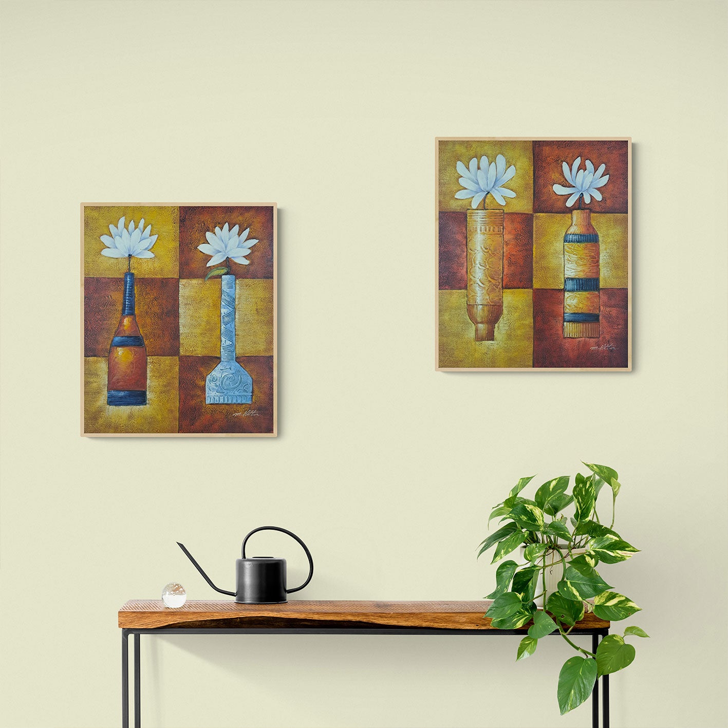 Diptych Relief Painting Vases 50X60 cm [2 pieces]