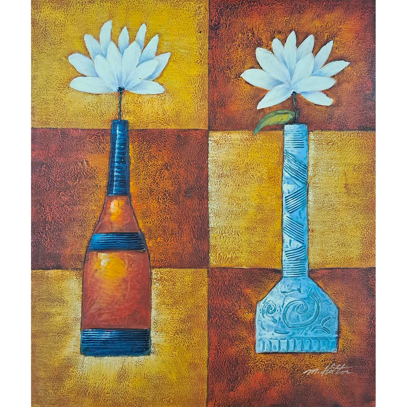 Diptych Relief Painting Vases 50X60 cm [2 pieces]