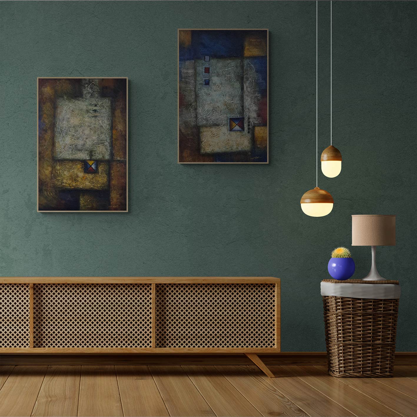 Genius Abstract Diptych Painting 60x90 cm [2 pieces]