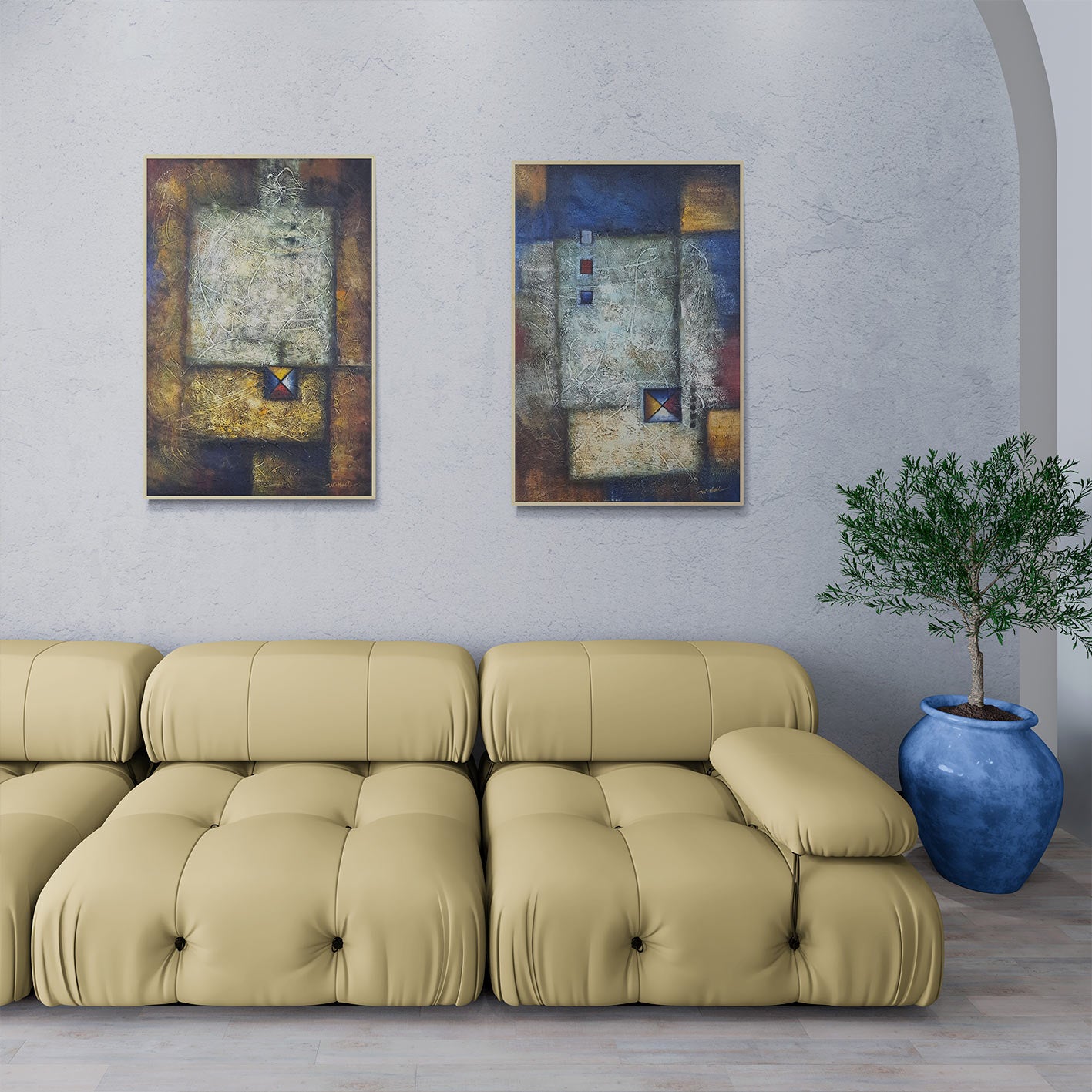 Genius Abstract Diptych Painting 60x90 cm [2 pieces]