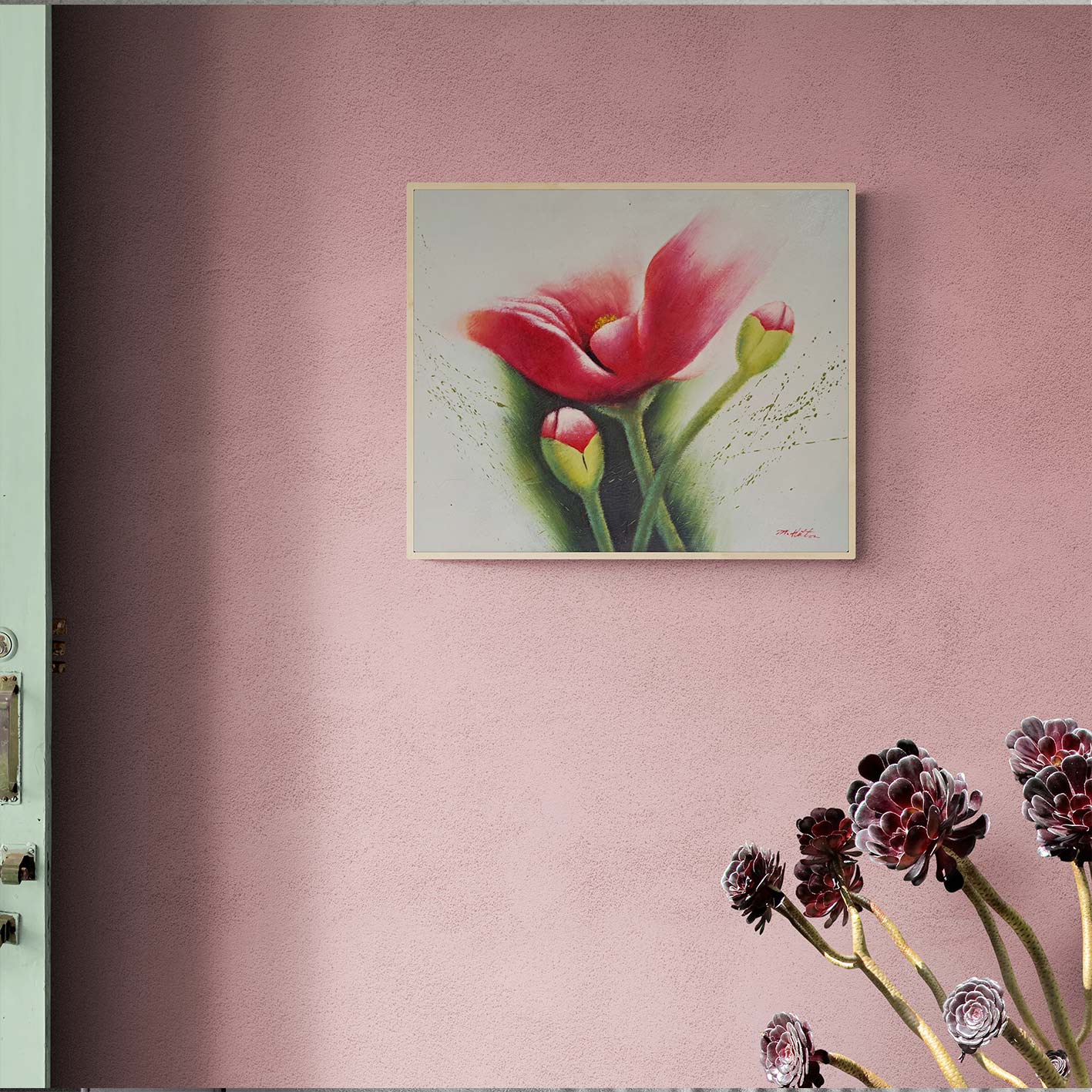 Flor deseo Roja 60x50 cm
