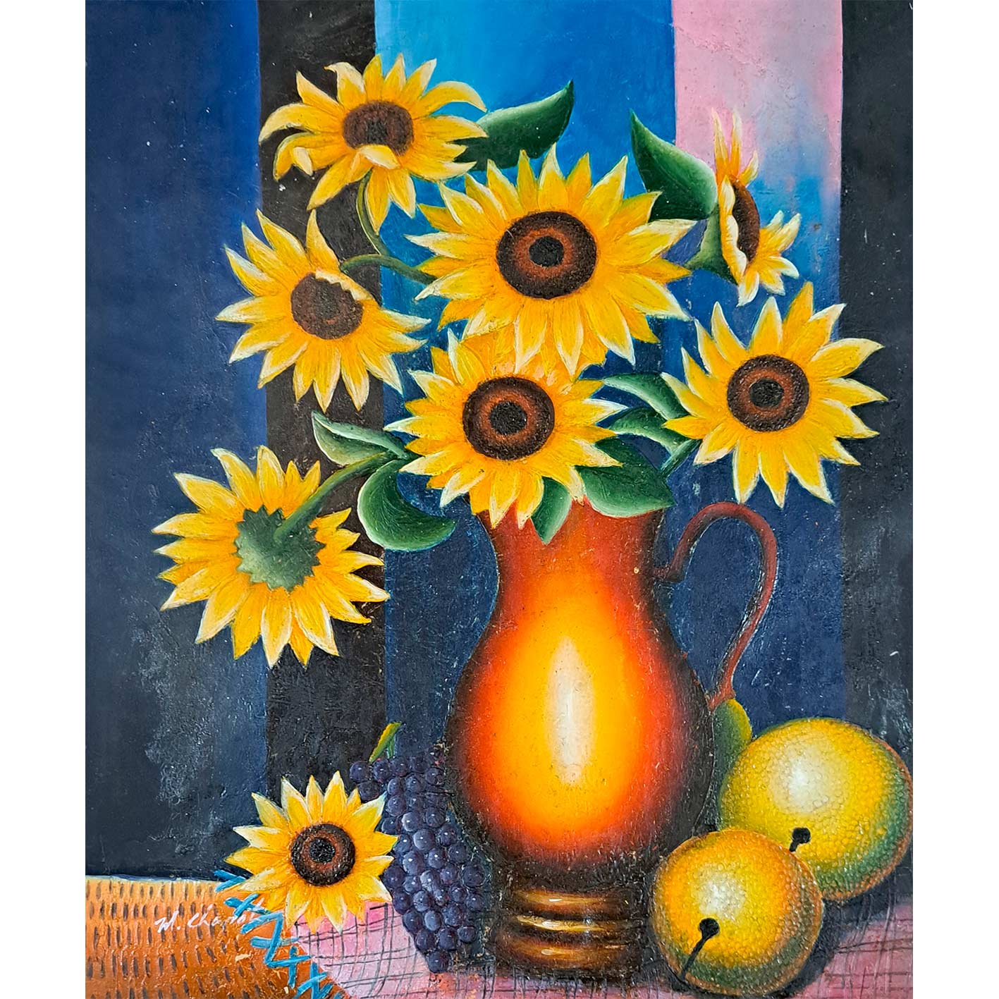 Sonnenblumenvasengemälde 50x60 cm