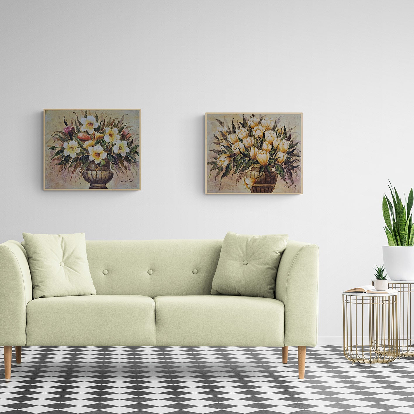Prachtblumen Gemälde 60x50 cm [2 Stück]