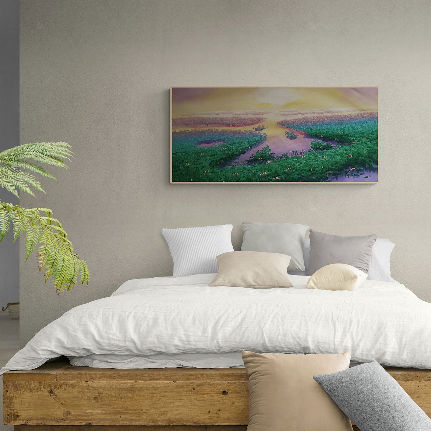 River Water Lilies Painting 120x55 cm