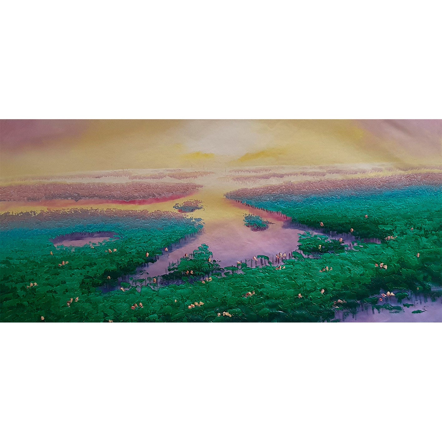 Fluss-Seerosen-Gemälde 120x55 cm