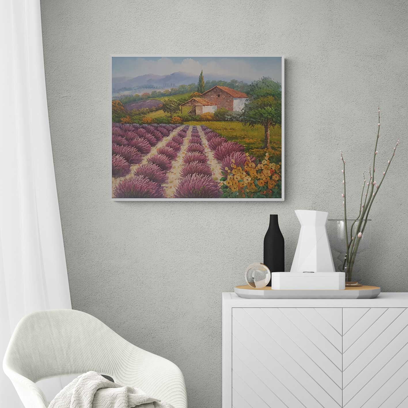 Lavendel-Hüttenbild 60x50 cm